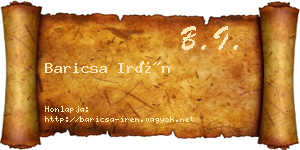 Baricsa Irén névjegykártya